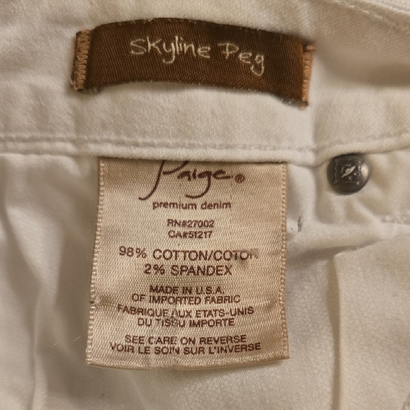 PAIGE Skyline Peg White Skinny Jeans Sleek Fit - Picture 9 of 12
